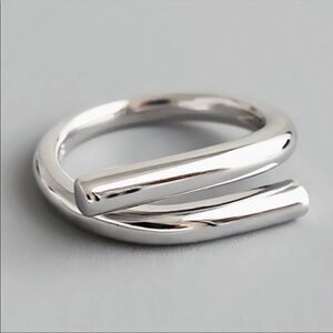 NEW 925 Sterling Silver Open Bar Adjustable Ring